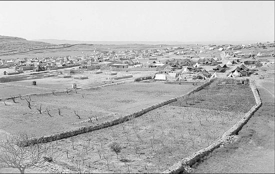 Al-Amʿari Palestinian refugee camp in Ramallah, 1950. Photographer: Willem van de Poll