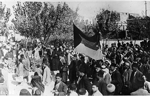 Demonstration in Syria, black and white picture